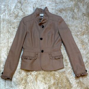 J.Crew Brown Tailored Wool Blazer with Stand-Up Collar